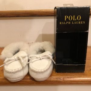Polo Ralph Lauren baby’s unisex fur slippers sz 7